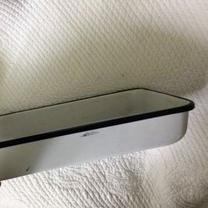 Vintage Enamel baking pan white with blue rim